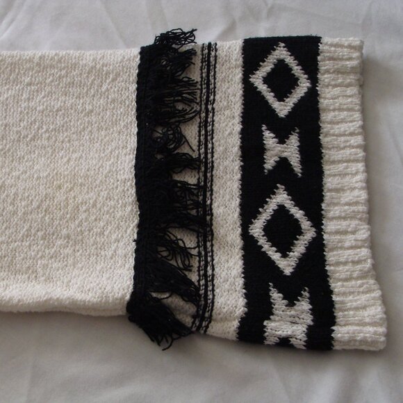 RACHEL ZOE White & Black Short Sleeve Open Front BOHO CARDIGAN Sweater Sz 2X - Picture 5 of 8